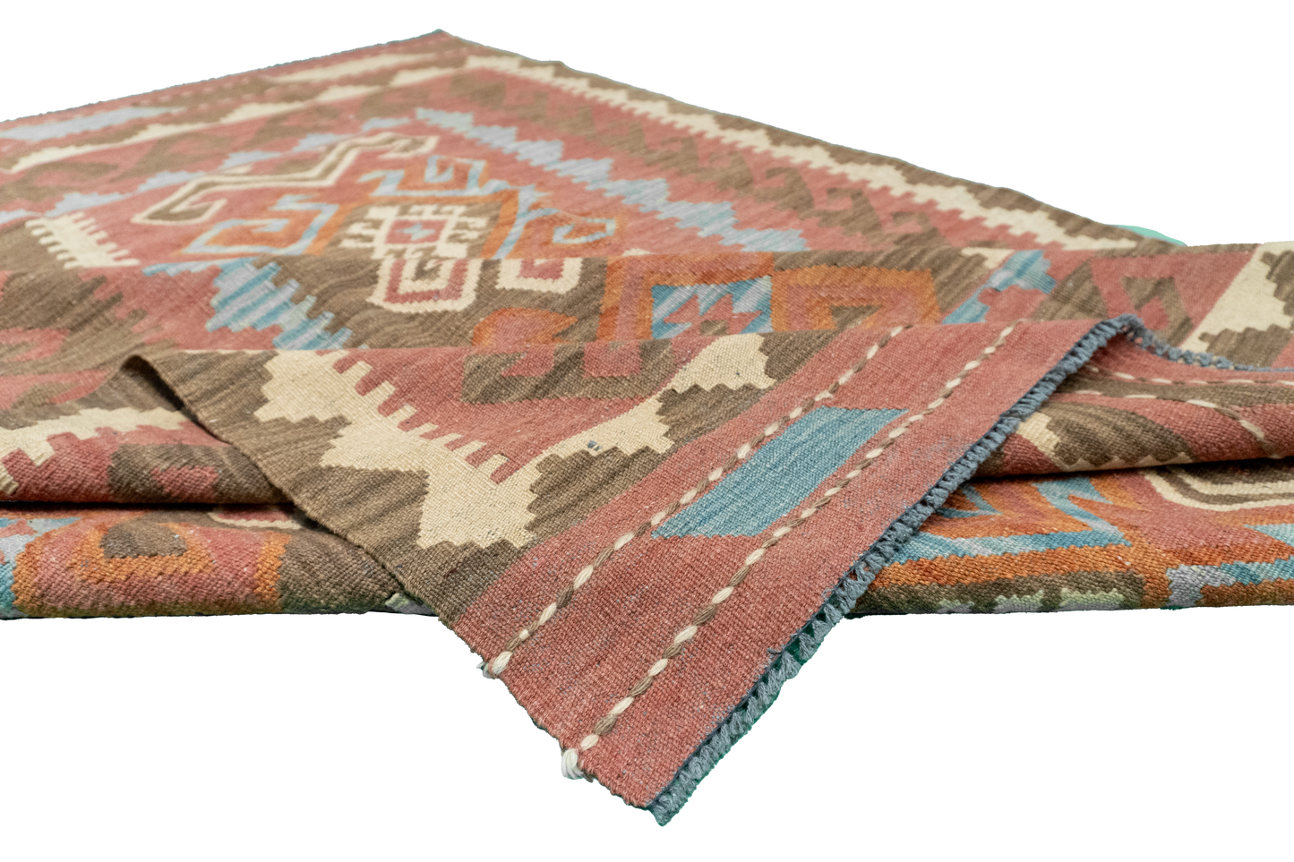 W 5.7 - L 9 - Kilim Fine/Wool All Over Rectangle - Finest Hand-Made Quality Wool - 60134