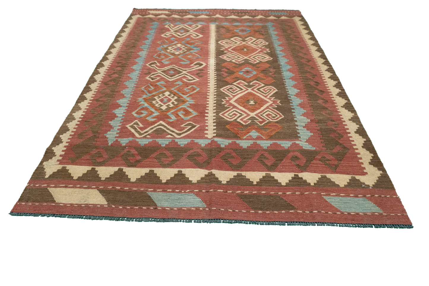 W 5.7 - L 9 - Kilim Fine/Wool All Over Rectangle - Finest Hand-Made Quality Wool - 60134