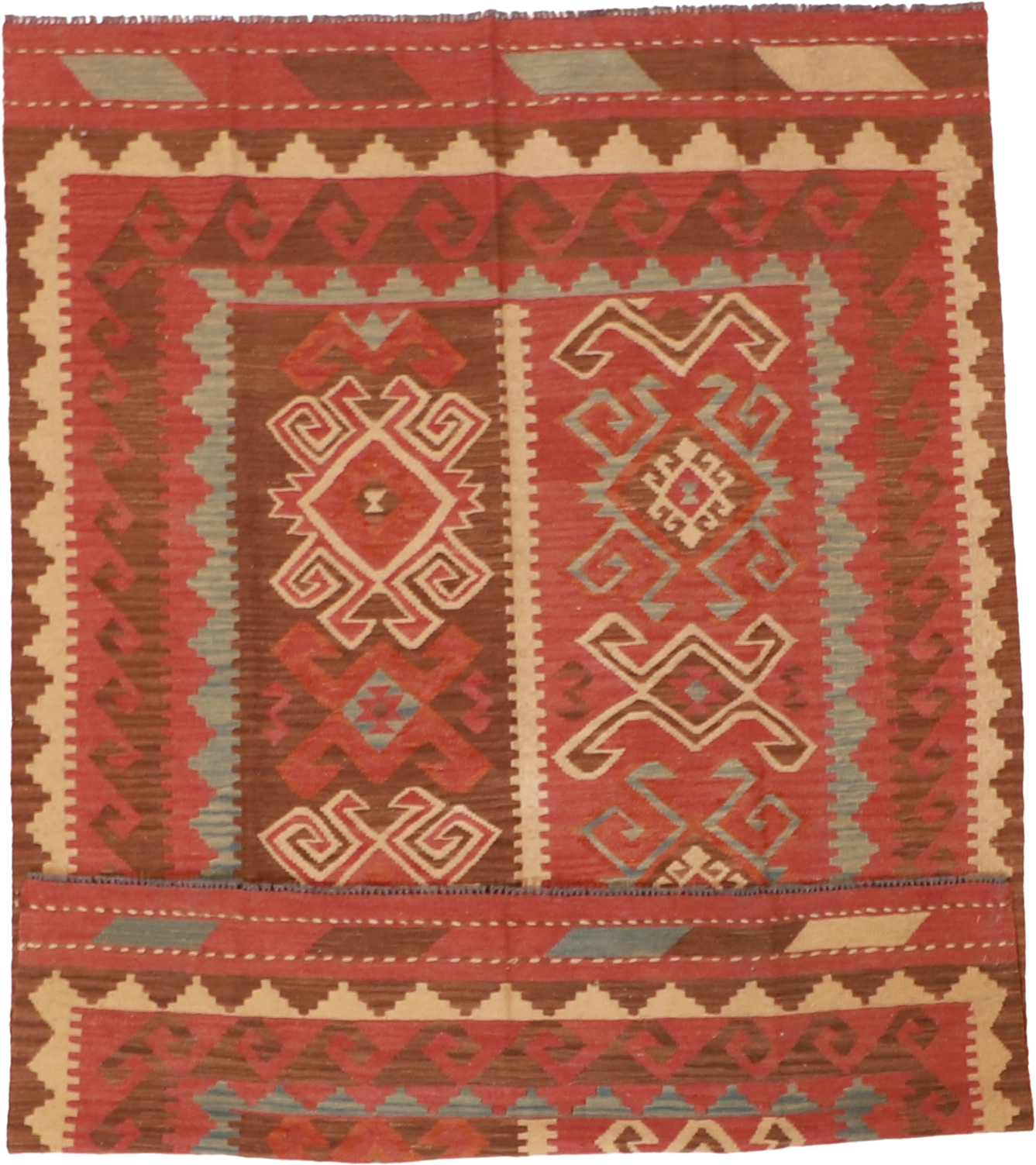 W 5.7 - L 9 - Kilim Fine/Wool All Over Rectangle - Finest Hand-Made Quality Wool - 60134