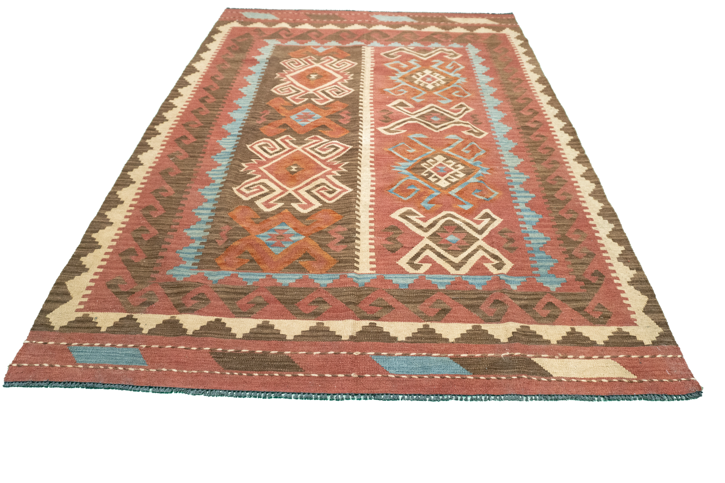 W 5.7 - L 9 - Kilim Fine/Wool All Over Rectangle - Finest Hand-Made Quality Wool - 60134