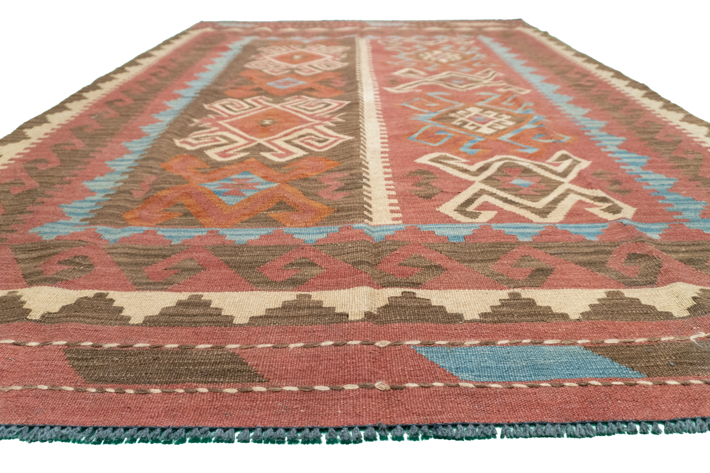 W 5.7 - L 9 - Kilim Fine/Wool All Over Rectangle - Finest Hand-Made Quality Wool - 60134