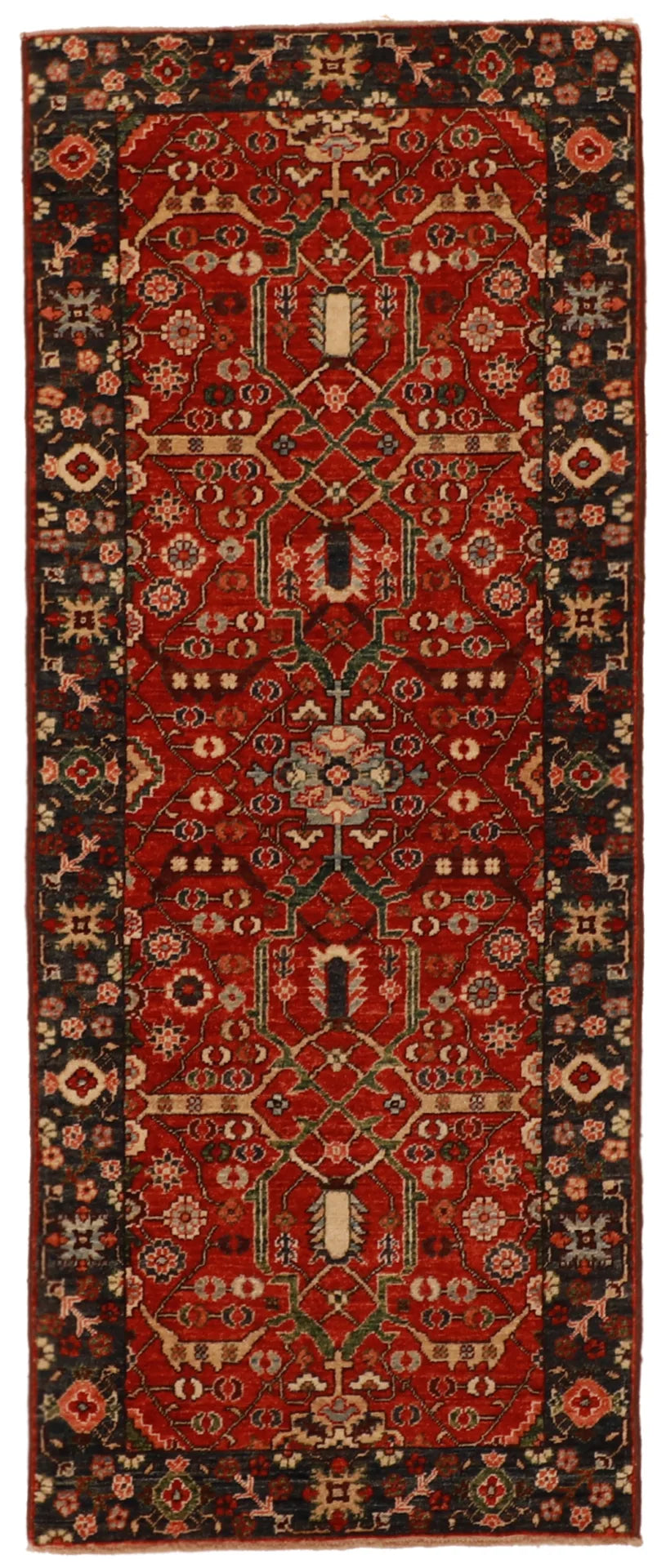 W 2.8 L 6.4 Mahal Runner 100% Wool Handmade All Over Design - 60161