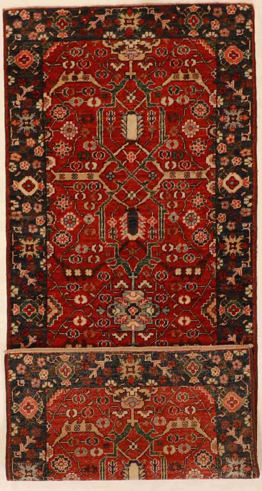 W 2.8 L 6.4 Mahal Runner 100% Wool Handmade All Over Design - 60161