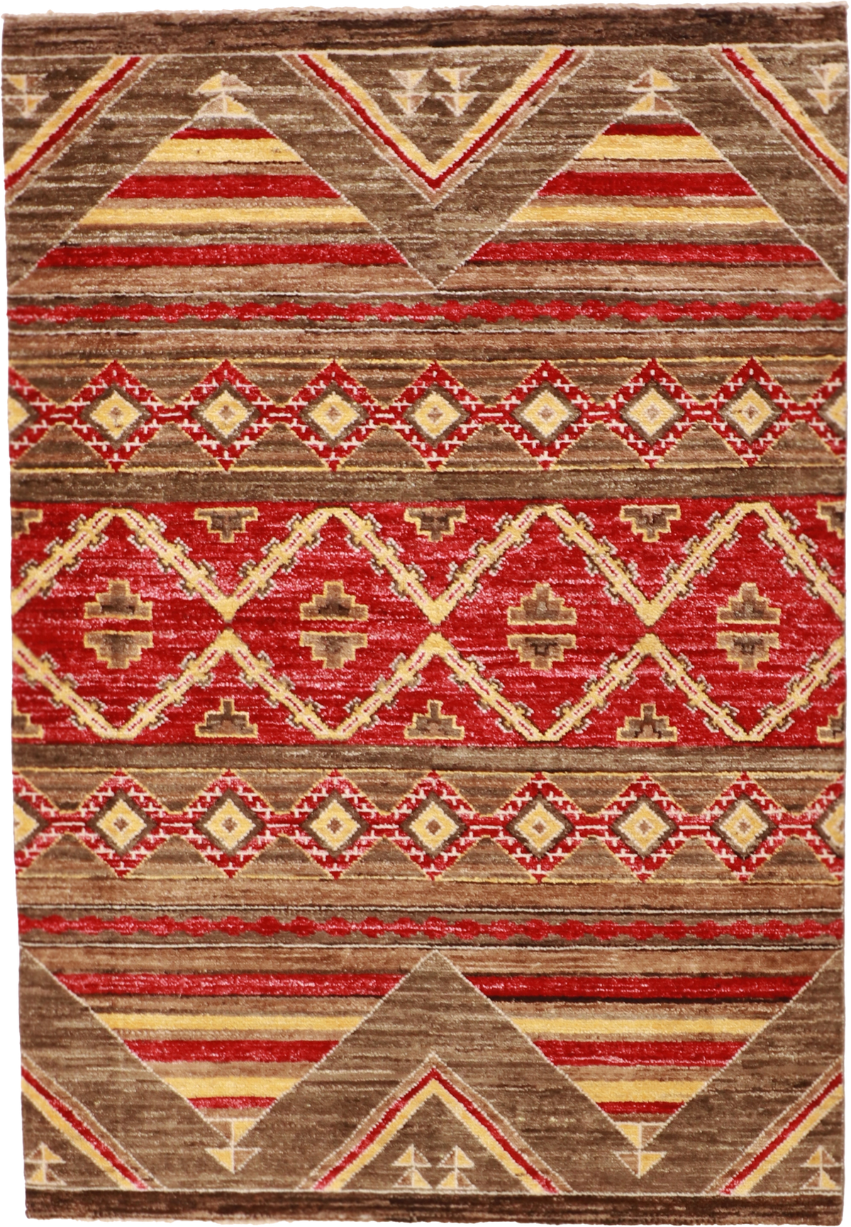 W 4.4 - L 6.3 Mountain Modern 100% Wool Hand-Woven Geometric Design - 60174