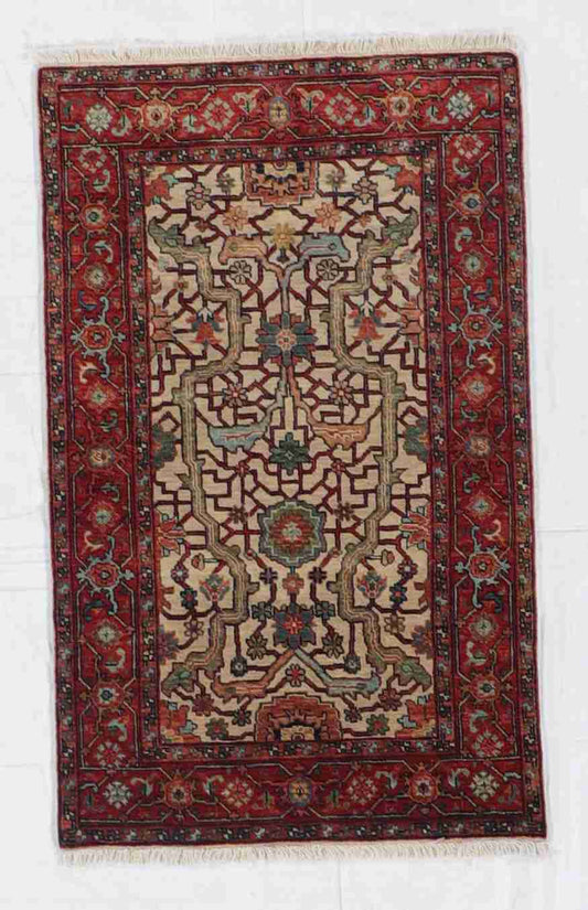 W 3 - L 5 - Heriz Wool All Over Rectangle - Finest Hand-Knotted Quality Wool - 60215