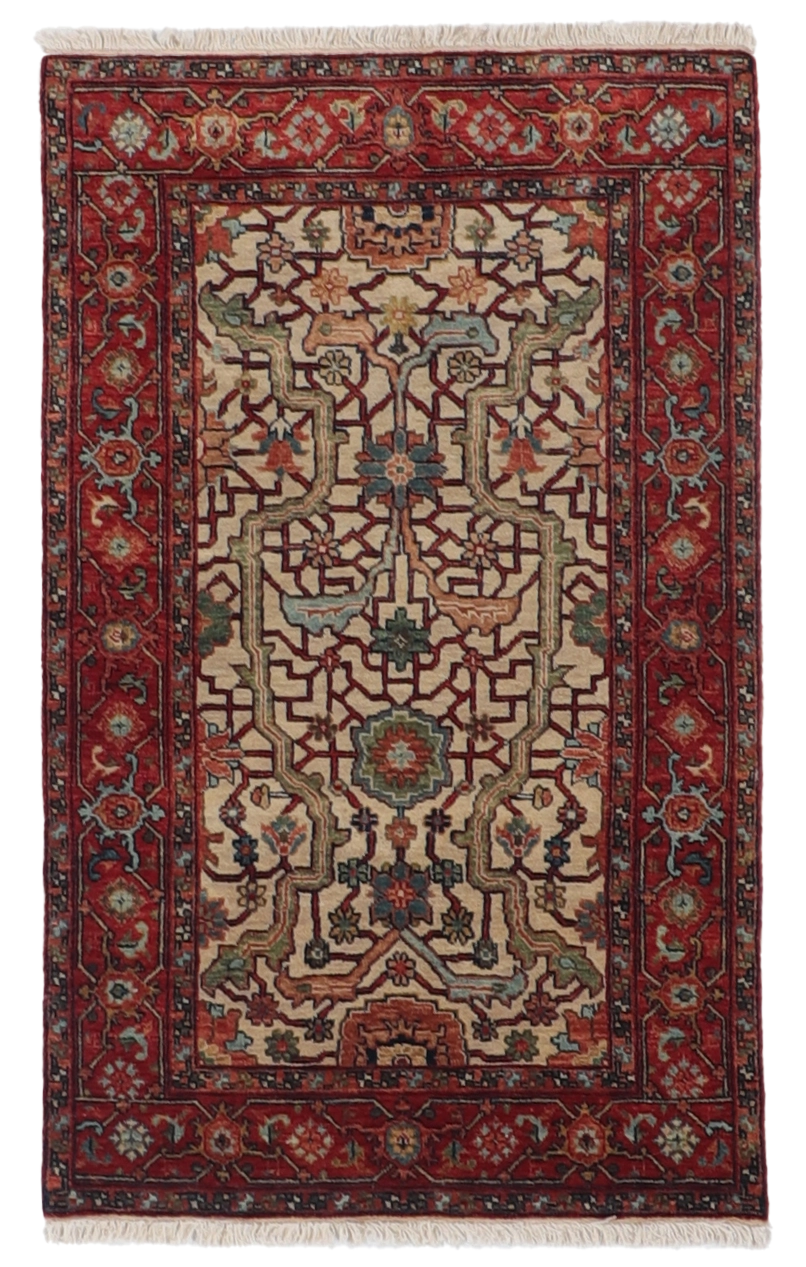 W 3 L 5 Heriz 100% Wool Hand-Woven All-Over Design - 60215