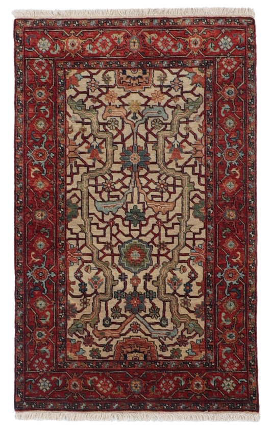 W 3 L 5 Heriz 100% Wool Hand-Woven All-Over Design - 60215