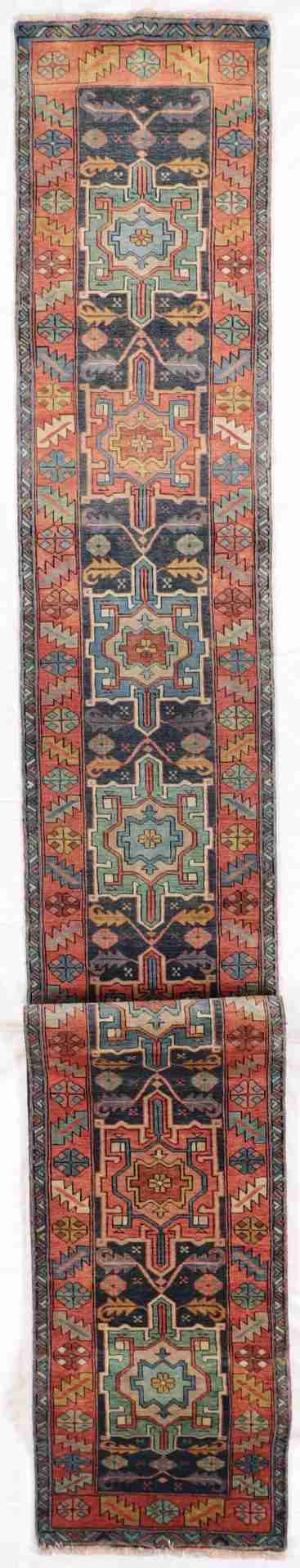 W 2.7 - L 25 - Heriz Fine/Wool Geometric Rectangle - Finest Hand-Knotted Quality Wool - 60221