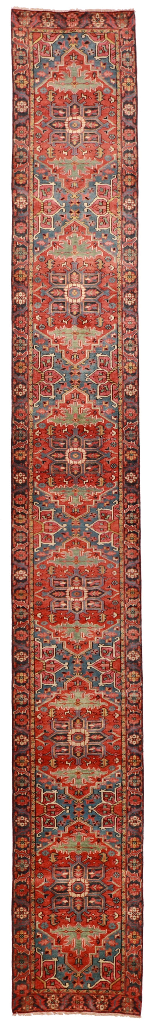 2.8 x 24.5 Runner - Serapie Fine Wool Geometric Rectangle - Hand Knotted Rug — 60223
