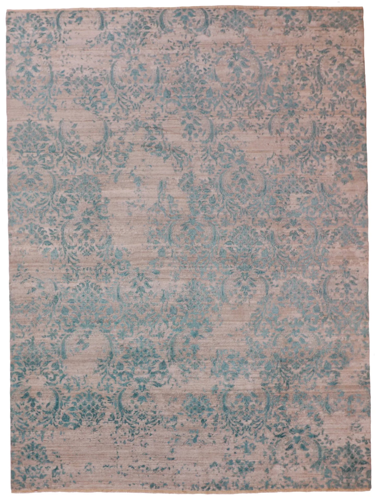 W 8.9 L 11.8 Modern Wool And Silk Blend Hand-Woven Contemporary Design - 60226