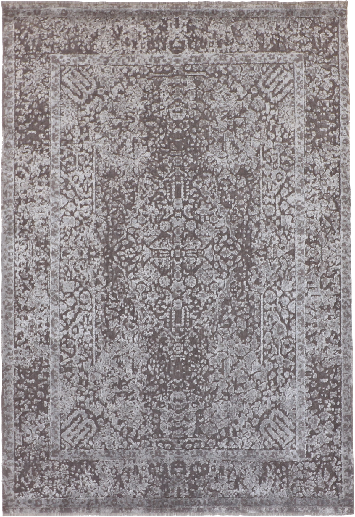W 4.9 L 7 Modern Wool And Silk Blend Hand-Woven All-Over Design - 60229