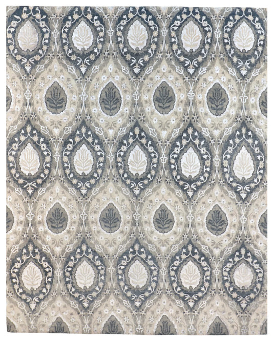 W 8.1 L 10 Modern Wool And Silk Blend Hand-Woven All-Over Design - 60270