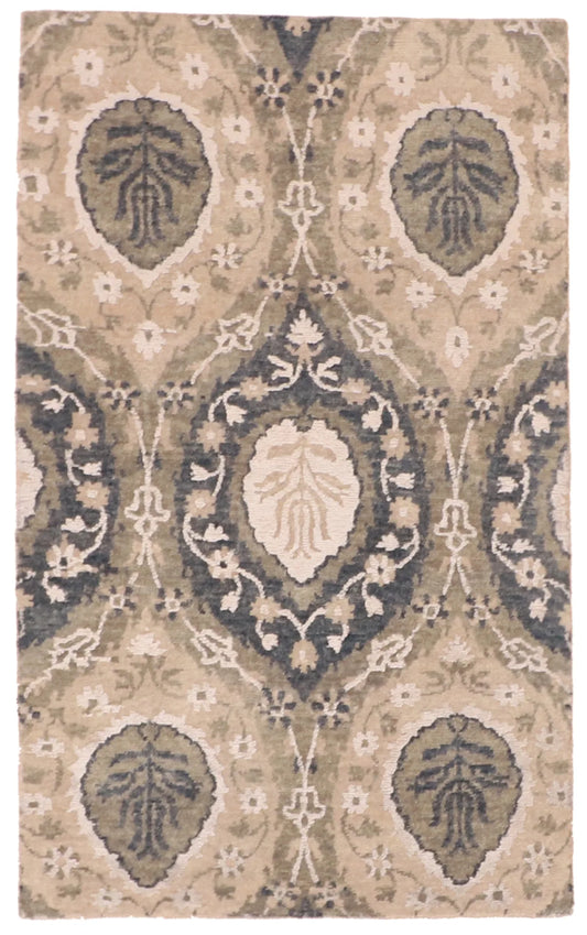 3 x 4.11 - Modern Wool/Silk All Over Rectangle - Finest Hand-Knotted Quality Wool — 60299