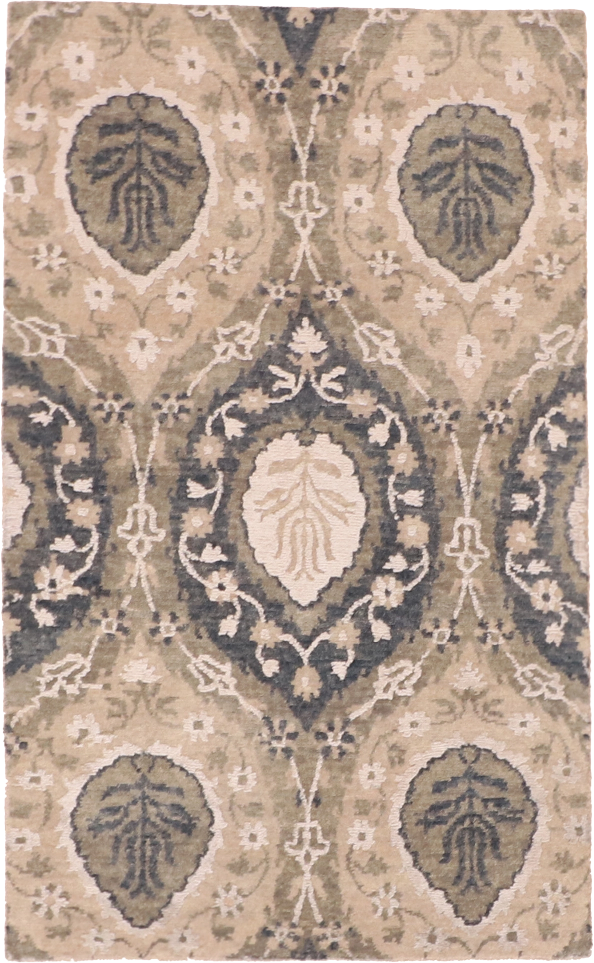 W 3 - L 4.11 Modern Wool And Silk Blend Hand-Woven Rug - 60299