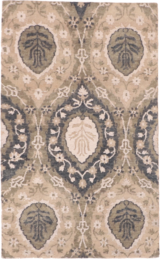 W 3 - L 4.11 Modern Wool And Silk Blend Hand-Woven Rug - 60299