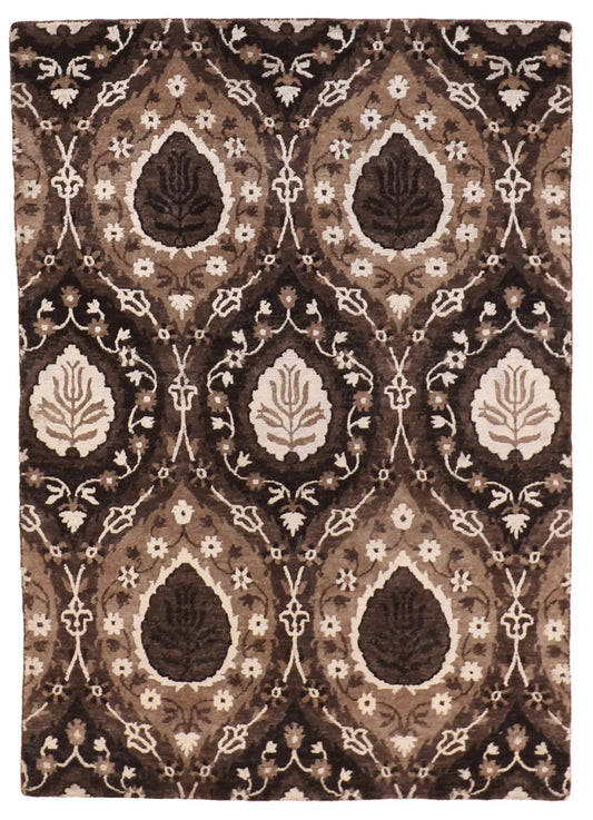 4 x 5.10 - Tree of Life Silk/Wool All Over Rectangle - Finest Hand-Knotted Quality Wool — 60304