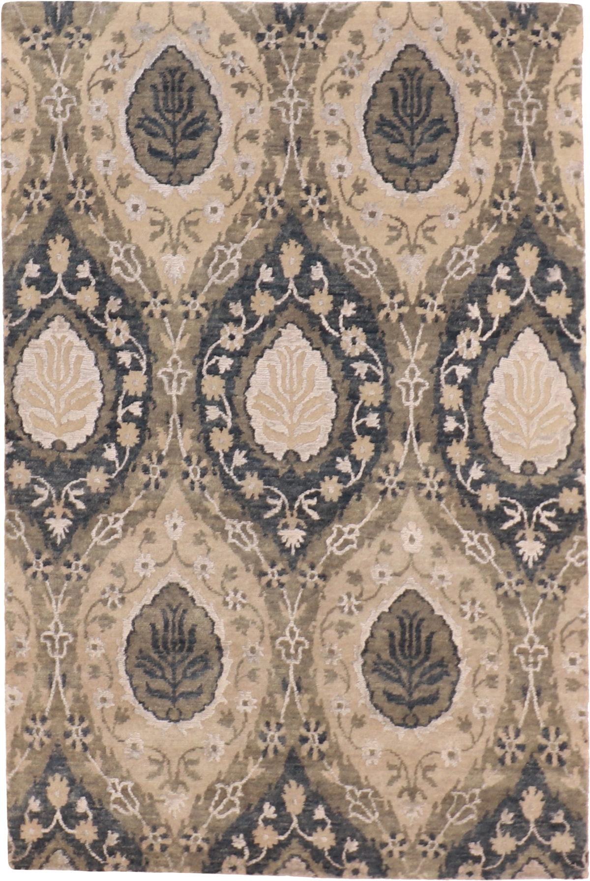 W 4 - L 6 Tree Of Life Wool And Silk Blend Hand-Woven Rug - 60305