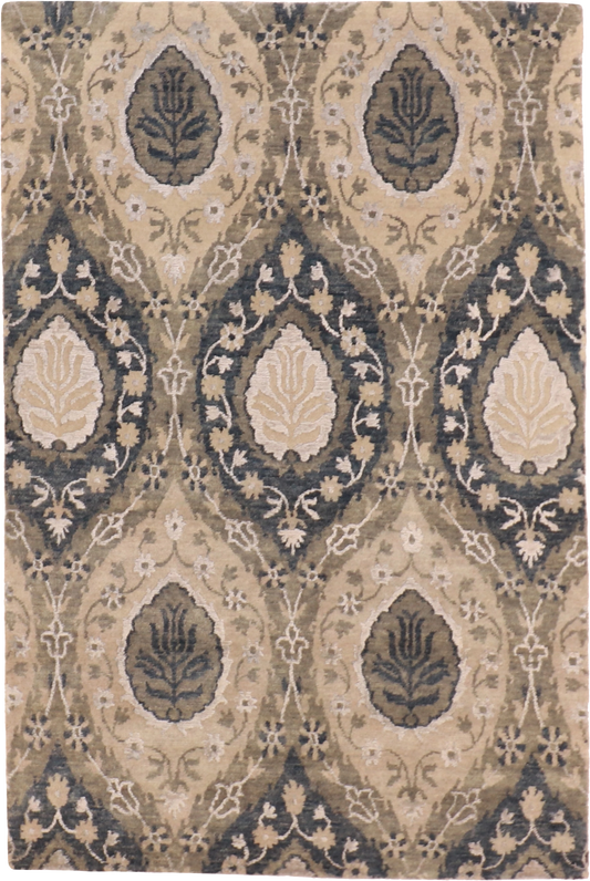 W 4 - L 6 Tree Of Life Wool And Silk Blend Hand-Woven Rug - 60305