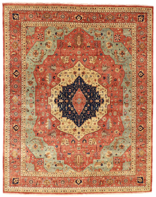 W 11.8 - L 14.9 - Serapie Fine/Wool Geometric Rectangle - Hand Woven Rug - 60318