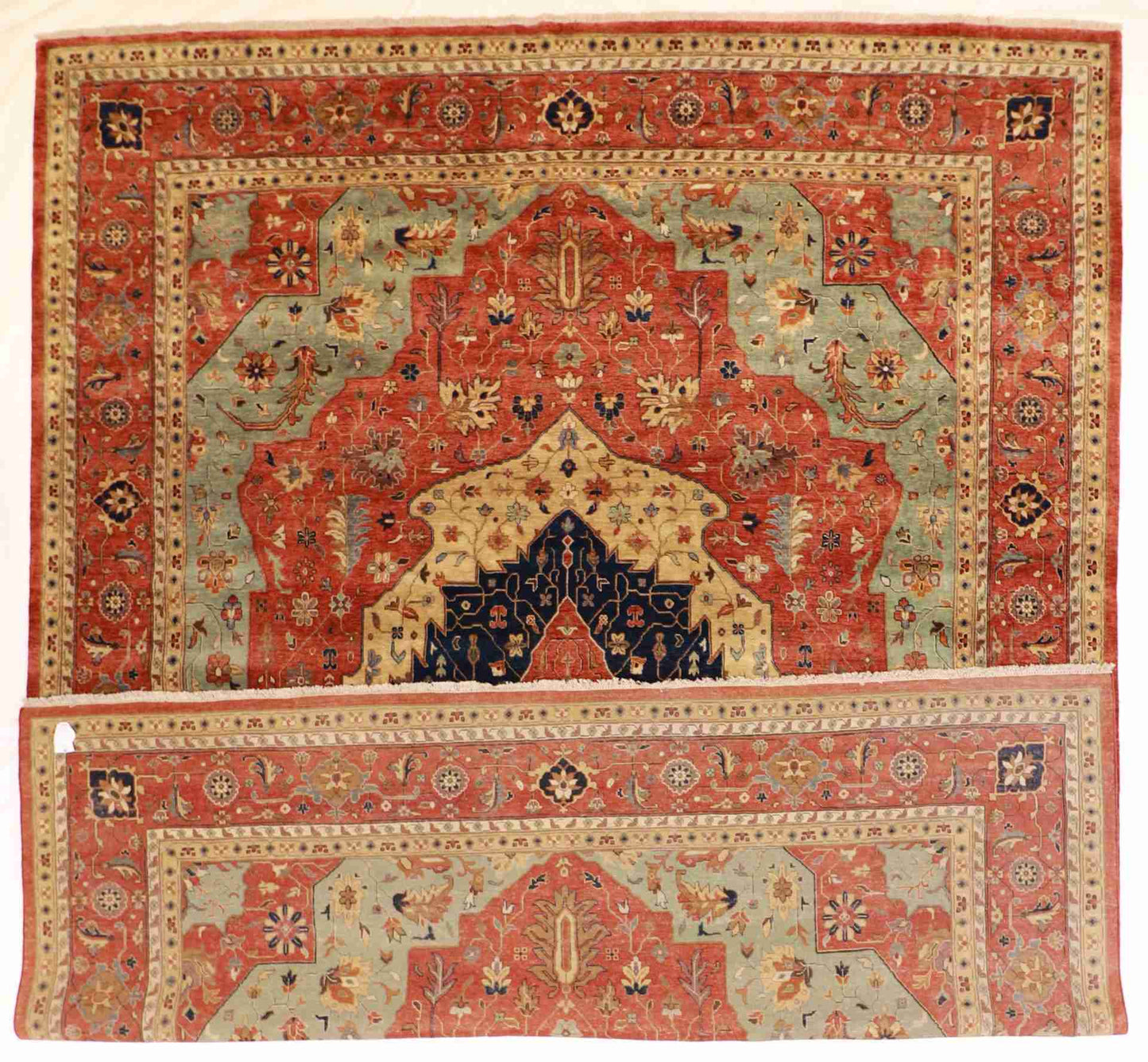 W 11.8 - L 14.9 - Serapie Fine/Wool Geometric Rectangle - Hand Woven Rug - 60318