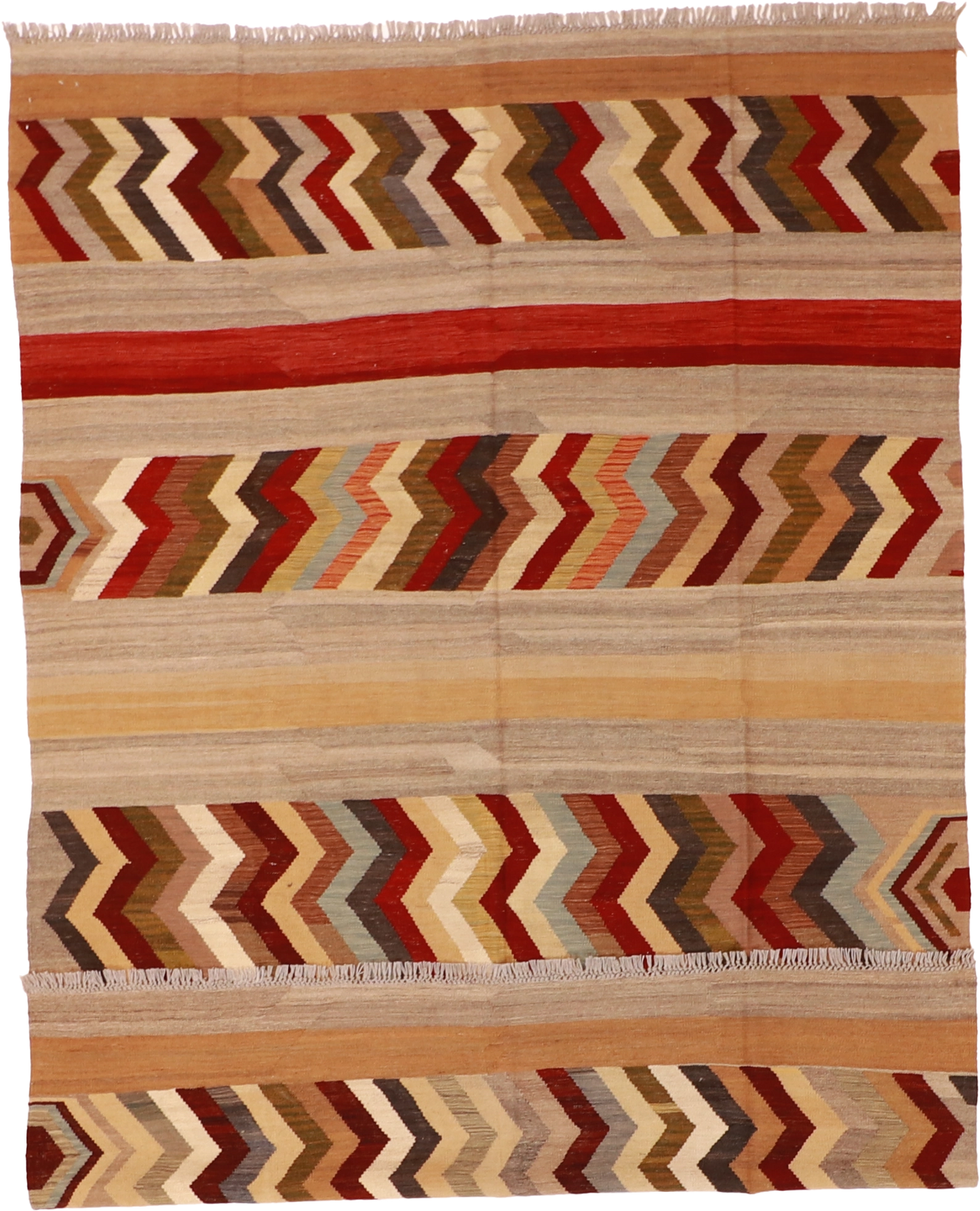 W 6.6 - L 9.6 - Kilim Fine/Wool All Over Rectangle - Finest Hand-Made Quality Wool - 60351