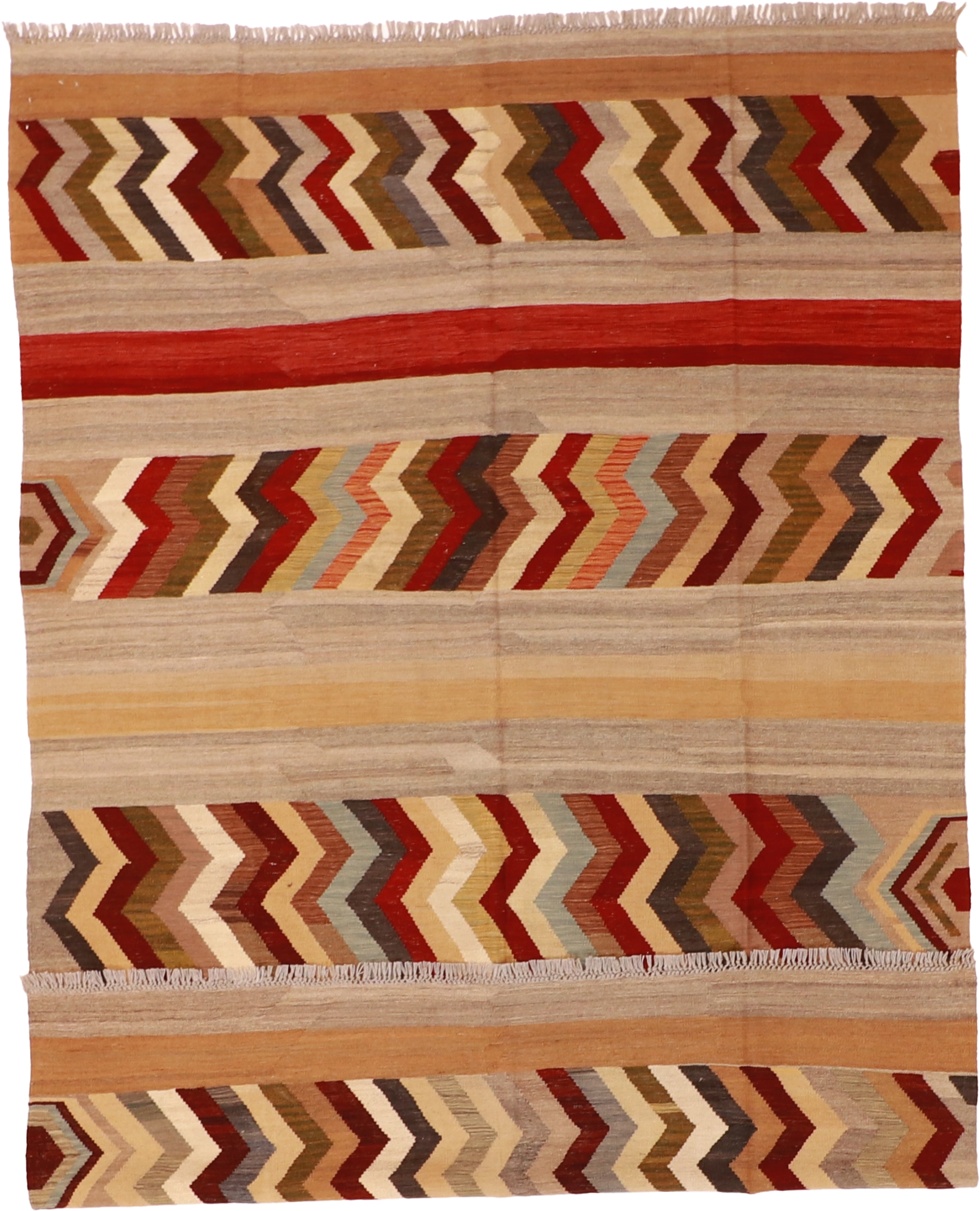 W 6.6 - L 9.6 - Kilim Fine/Wool All Over Rectangle - Finest Hand-Made Quality Wool - 60351