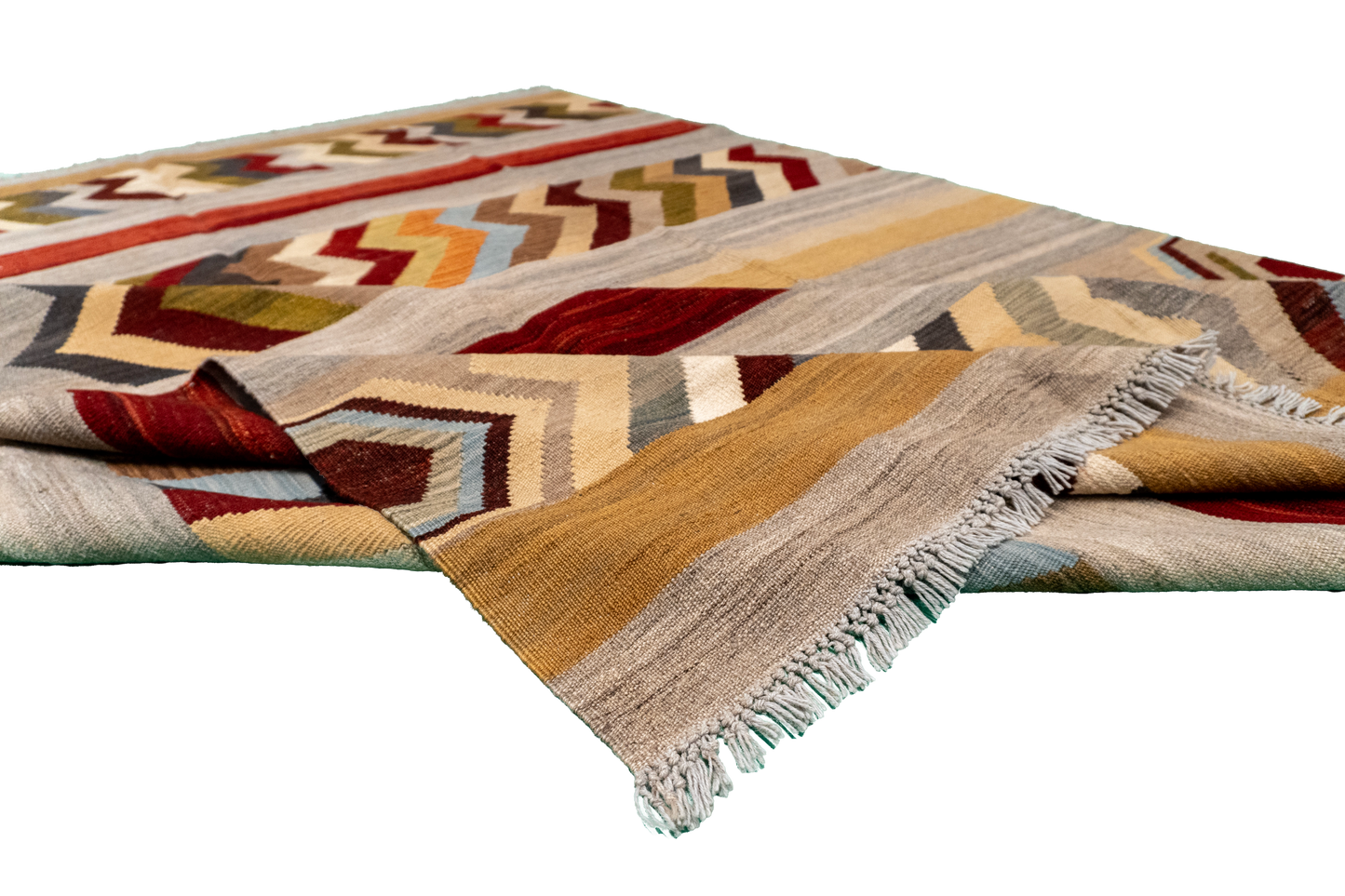 W 6.6 - L 9.6 - Kilim Fine/Wool All Over Rectangle - Finest Hand-Made Quality Wool - 60351