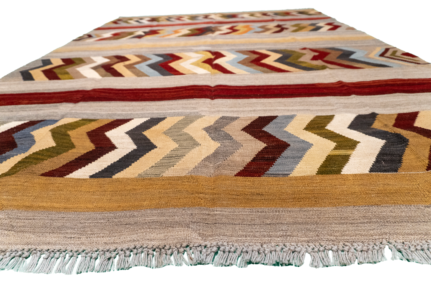 W 6.6 - L 9.6 - Kilim Fine/Wool All Over Rectangle - Finest Hand-Made Quality Wool - 60351