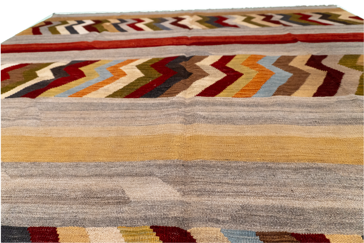 W 6.6 - L 9.6 - Kilim Fine/Wool All Over Rectangle - Finest Hand-Made Quality Wool - 60351