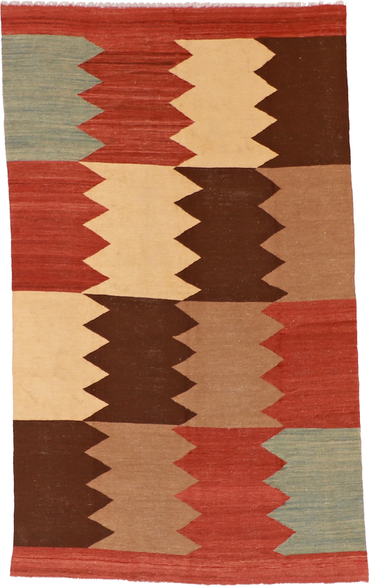 W 5.7 L 9.1 Kilim 100% Wool Hand-Woven Rug - 60353
