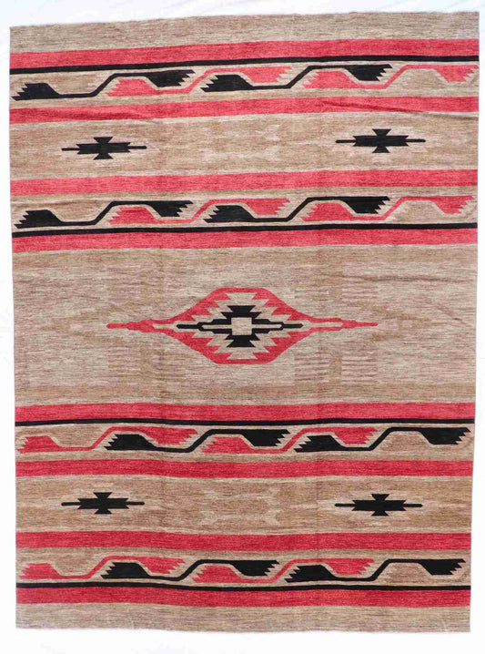 W 11.7 - L 15.3 - Mountain Modern Fine/Wool All Over Rectangle - Finest Hand-Knotted Quality Wool - 60369