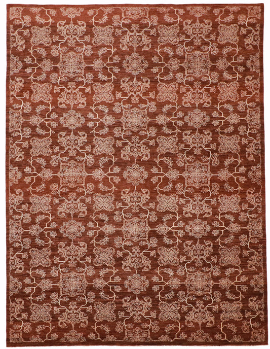W 9 L 11.9 Frahan 100% Wool Handmade All Over Design - 60378