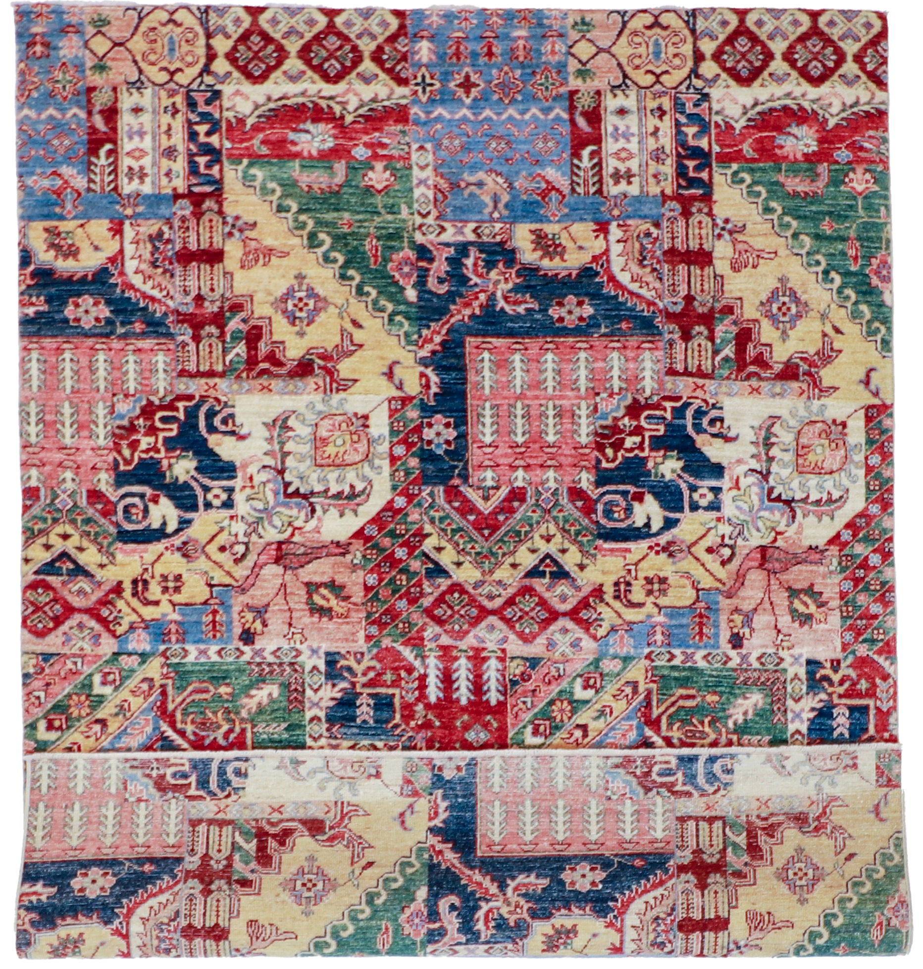W 4.10 L 6.6 Bakhtiarie 100% Wool Hand-Woven All-Over Design - 60389