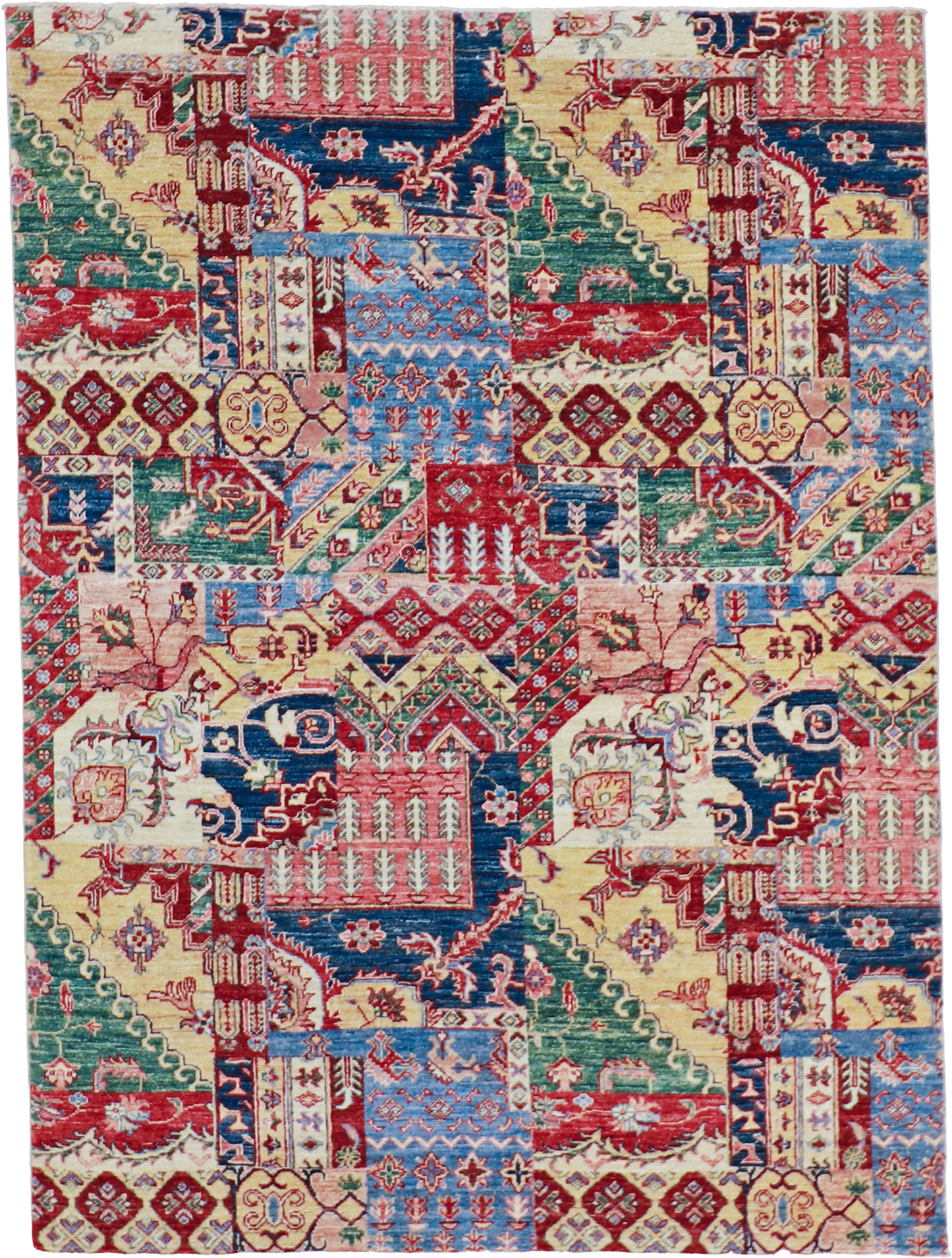 W 4.10 L 6.6 Bakhtiarie 100% Wool Hand-Woven All-Over Design - 60389