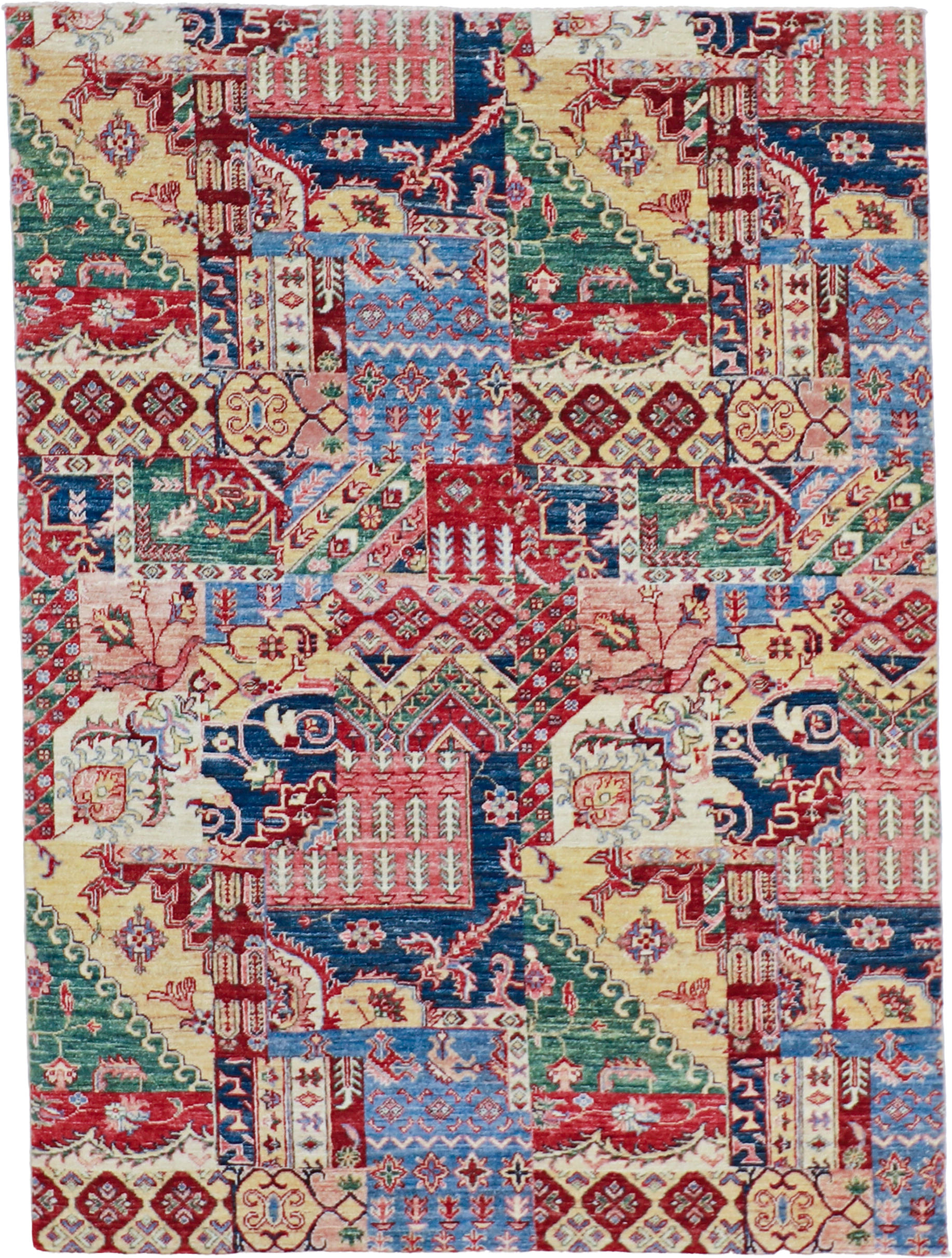 W 4.10 L 6.6 Bakhtiarie 100% Wool Hand-Woven All-Over Design - 60389