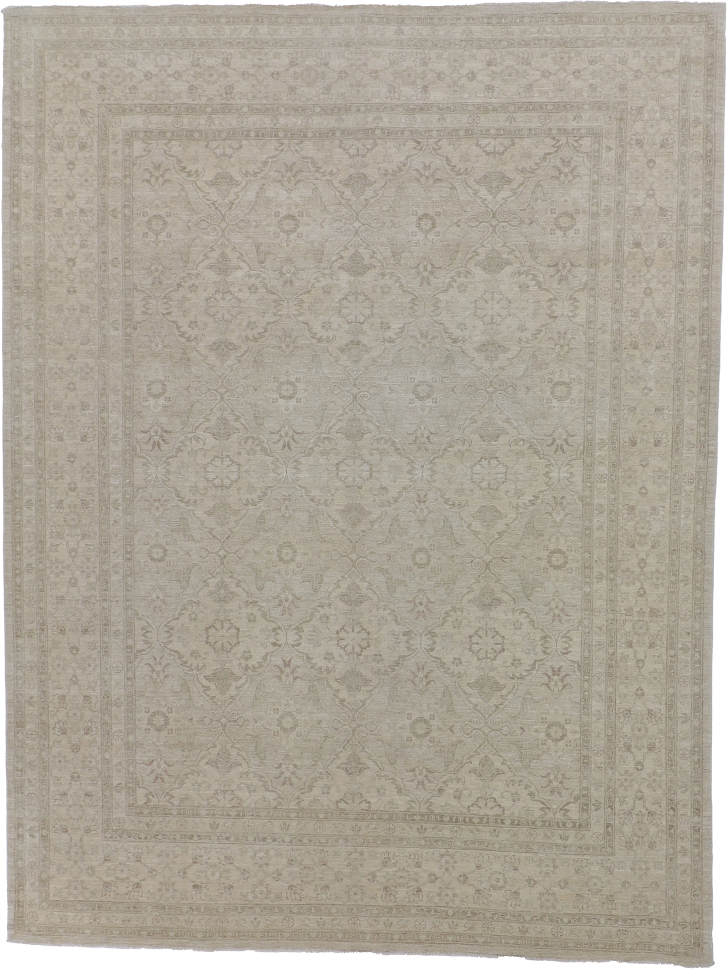 W 9.2 L 12 Modern 100% Wool Hand-Woven All-Over Design - 60401
