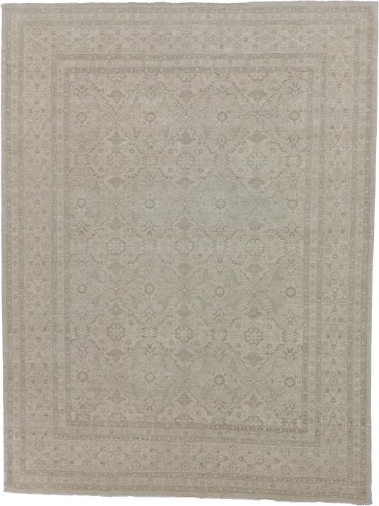 W 9.2 L 12 Modern 100% Wool Hand-Woven All-Over Design - 60401