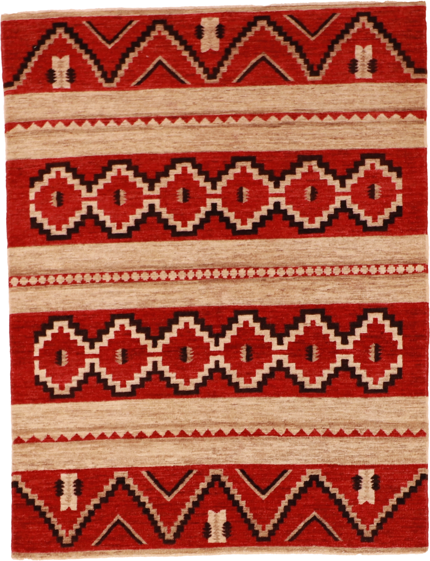 W 5 L 6.7 Mountain Modern 100% Wool Hand-Woven Geometric Design - 60413