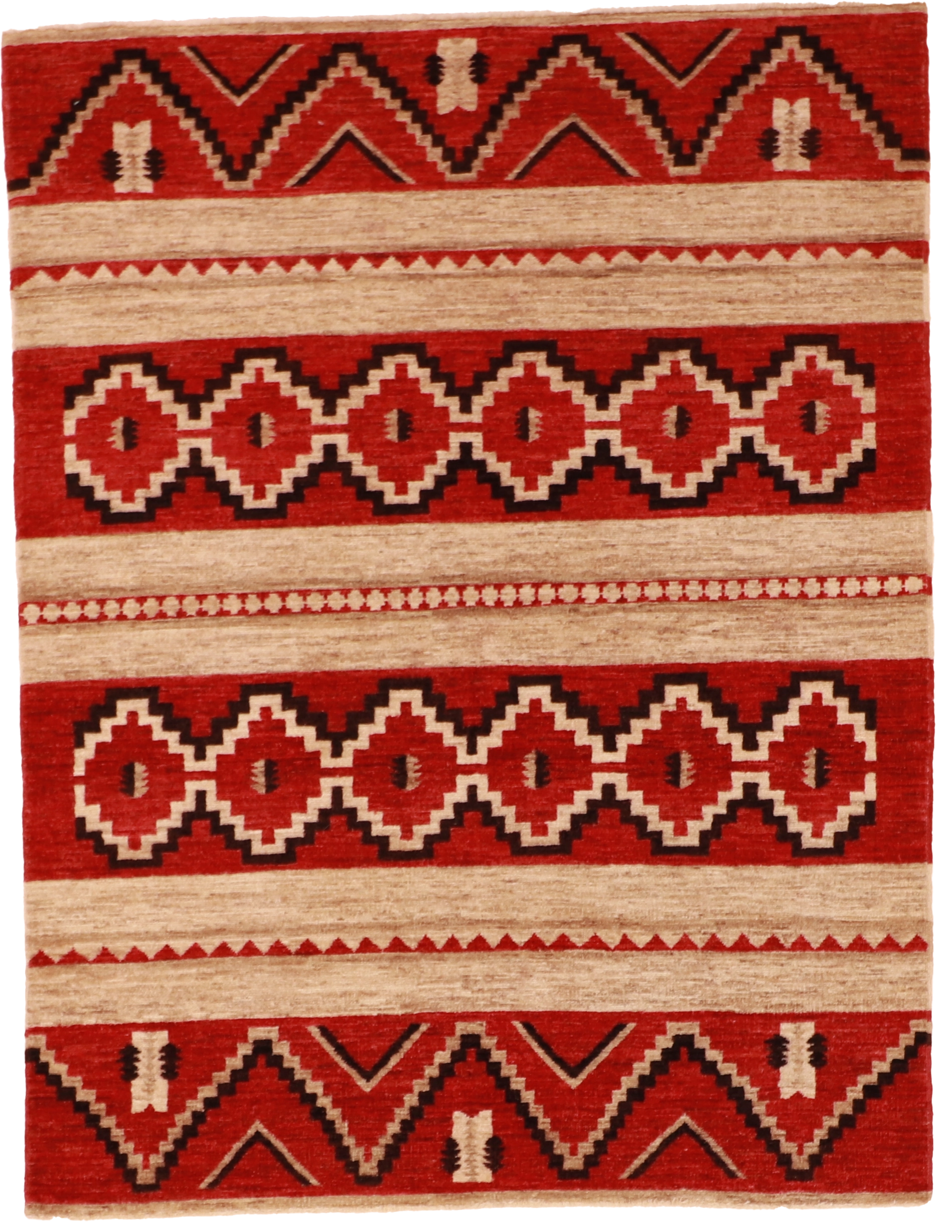 W 5 L 6.7 Mountain Modern 100% Wool Hand-Woven Geometric Design - 60413