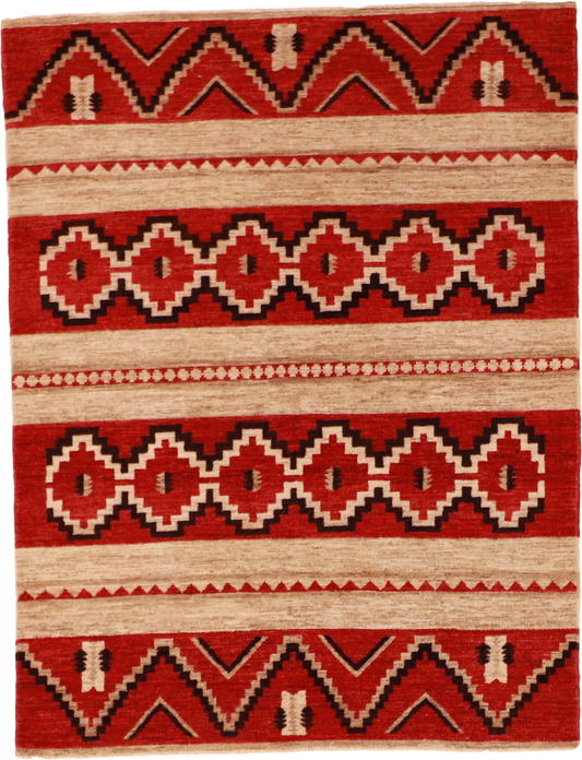 W 5 L 6.7 Mountain Modern 100% Wool Hand-Woven Geometric Design - 60413