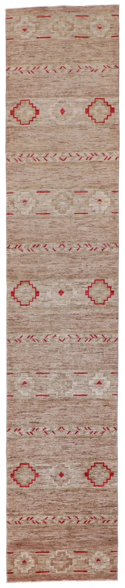W 2.8 L 13.5 Mountain Modern Runner 100% Wool Handmade Geometric Design - 60422