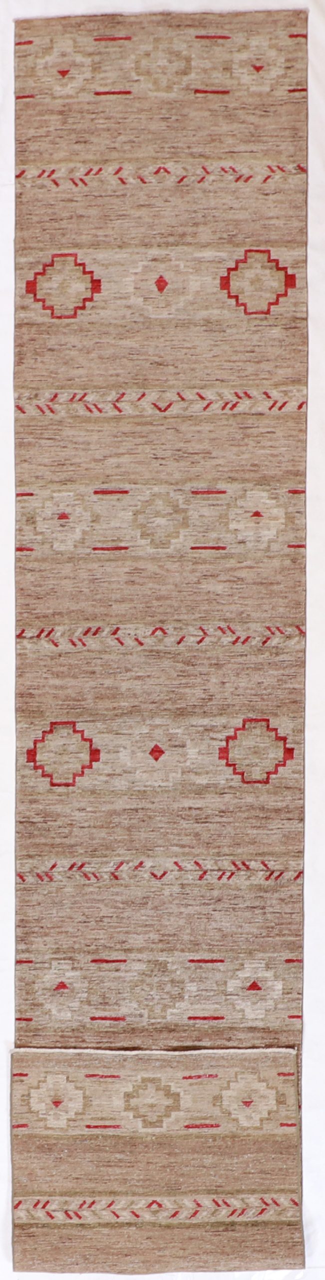 W 2.8 L 13.5 Mountain Modern Runner 100% Wool Handmade Geometric Design - 60422