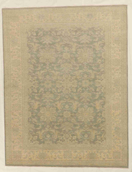 W 9 - L 11.6 - Transitional Wool Zeigler Rectangle - Hand Woven Rug - 60426