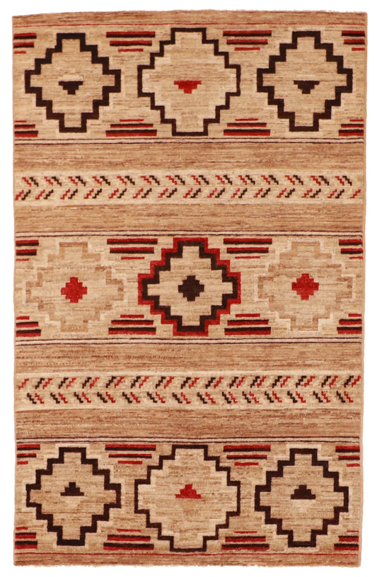 3.10 x 6 - Mountain Modern Wool Western Rectangle - Finest Hand-Knotted Quality Wool — 60439