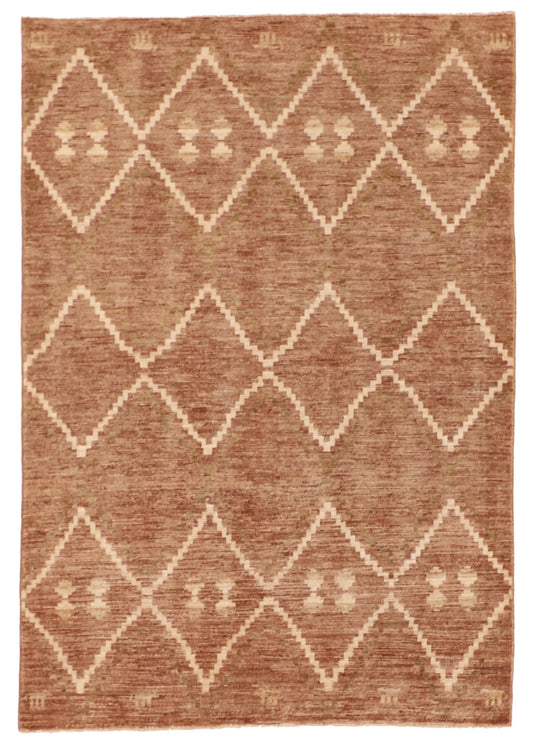 4 x 5.10 - Mountain Modern Wool Western Rectangle - Finest Hand-Knotted Quality Wool — 60440