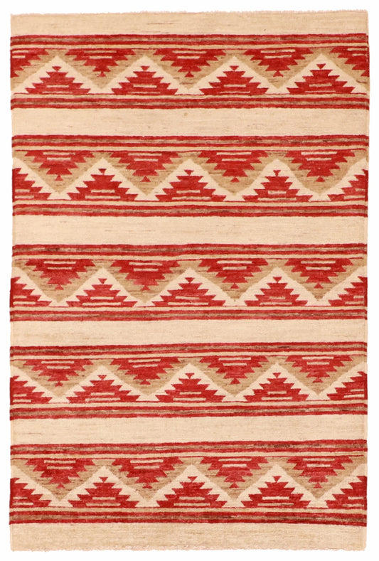 3.3 x 4.10 - Mountain Modern Wool Geometric Rectangle - Finest Hand-Knotted Quality Wool — 60448