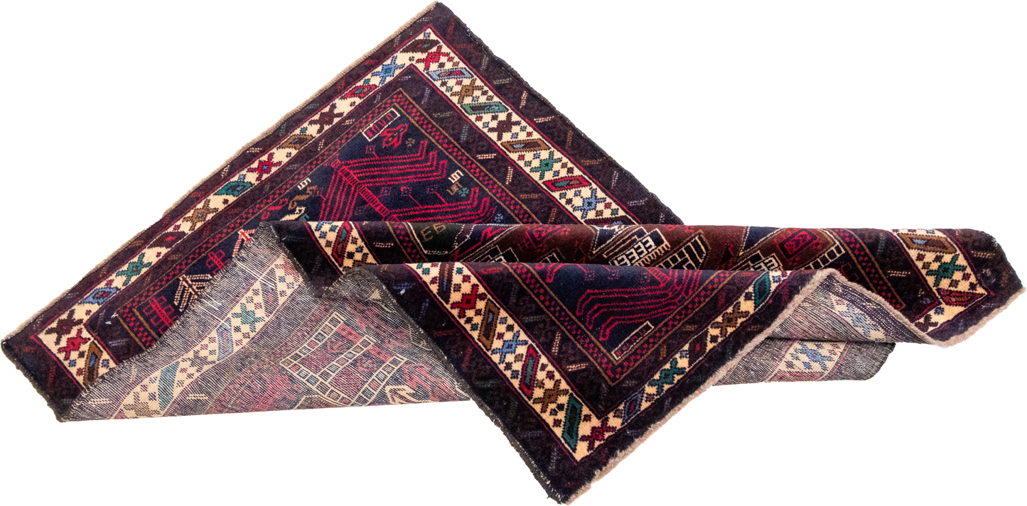 W 3 L 4.6 Baluch 100% Wool Hand-Woven All-Over Design - 60455