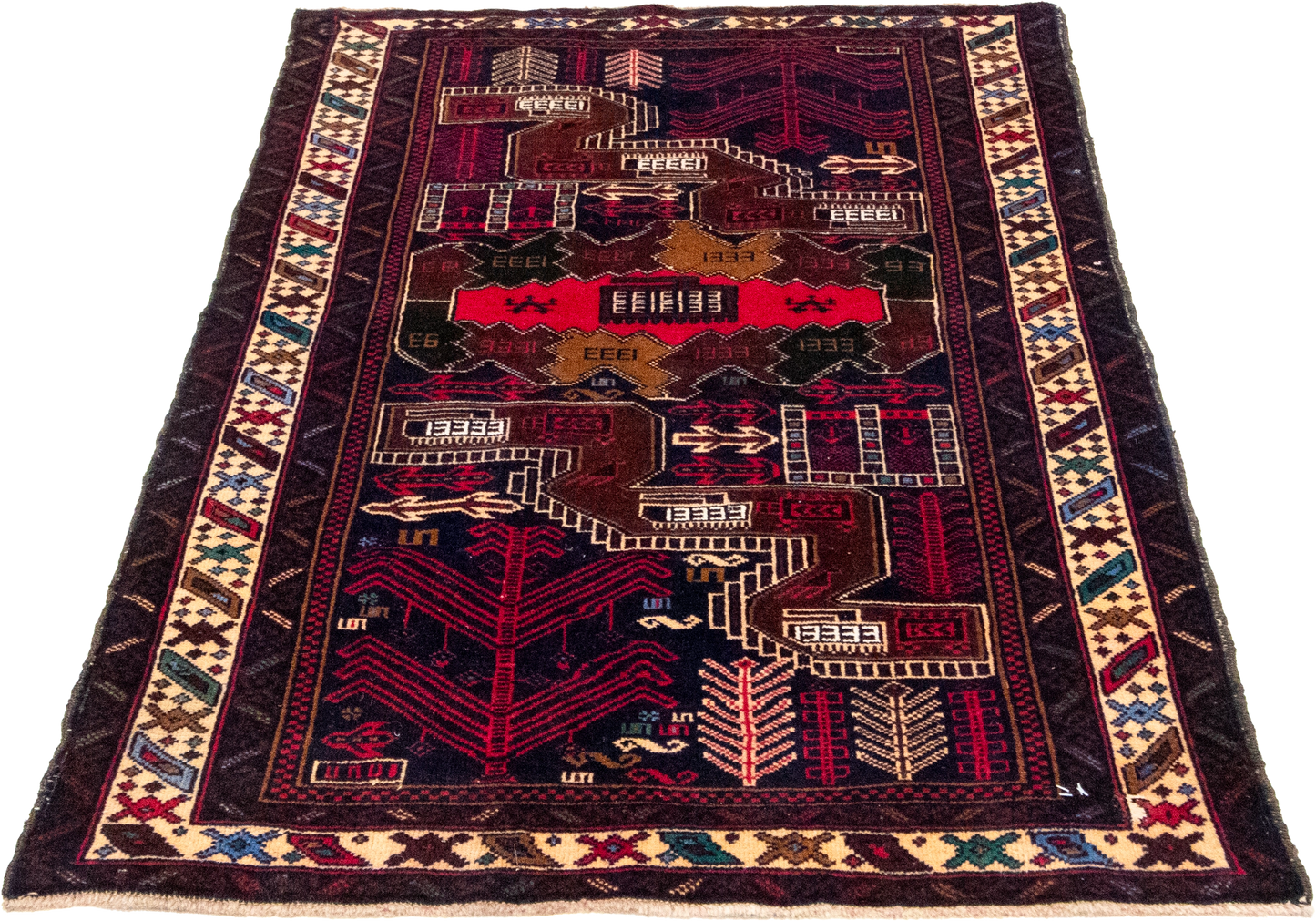 W 3 L 4.6 Baluch 100% Wool Hand-Woven All-Over Design - 60455