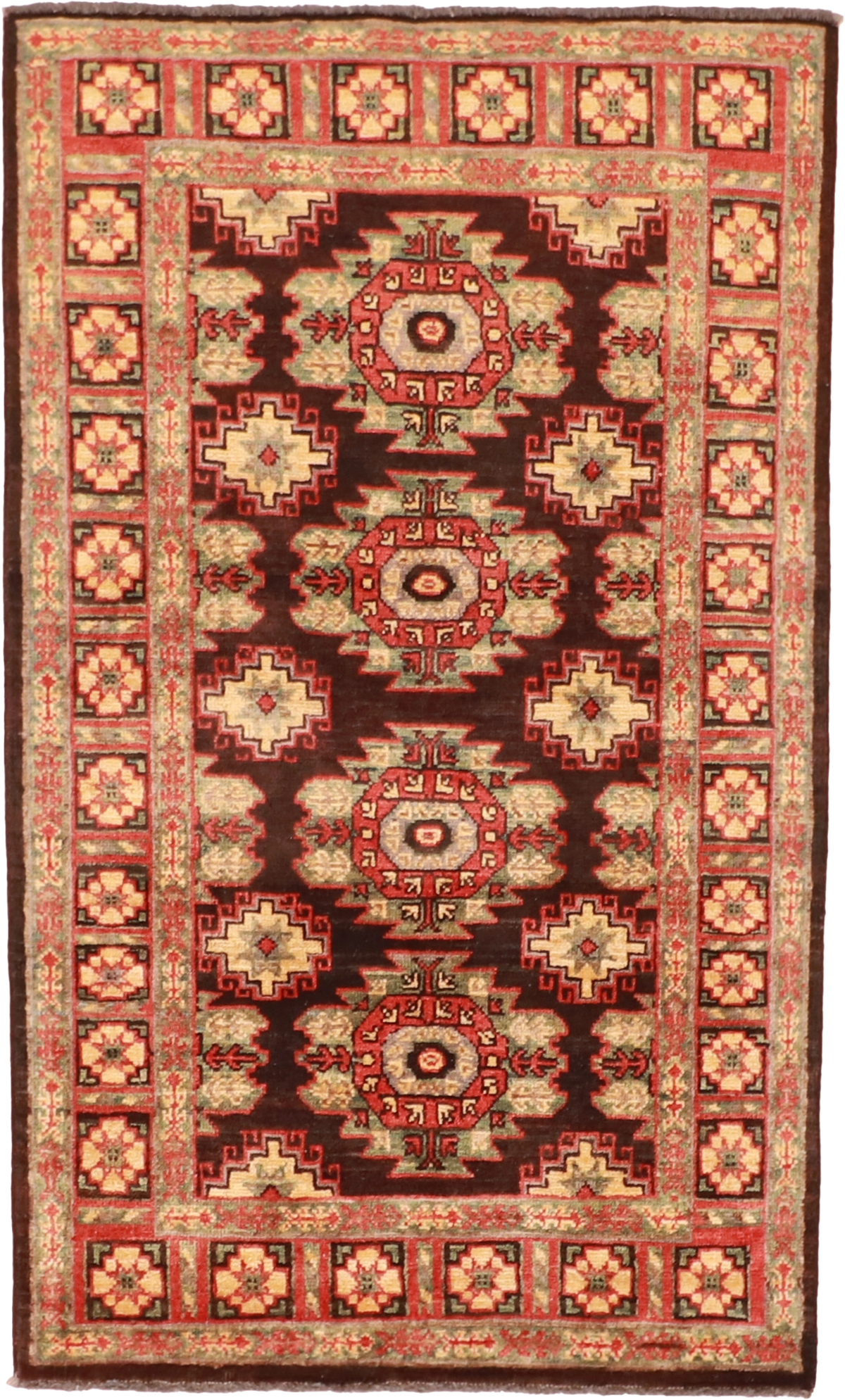 W 3.1 L 5.1 Kazak 100% Wool Hand-Woven All-Over Design - 60476