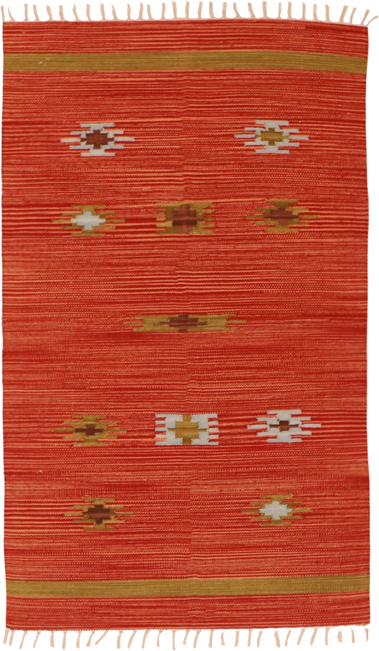 W 3 L 5 Kilim 100% Wool Hand-Woven All-Over Design - 60483